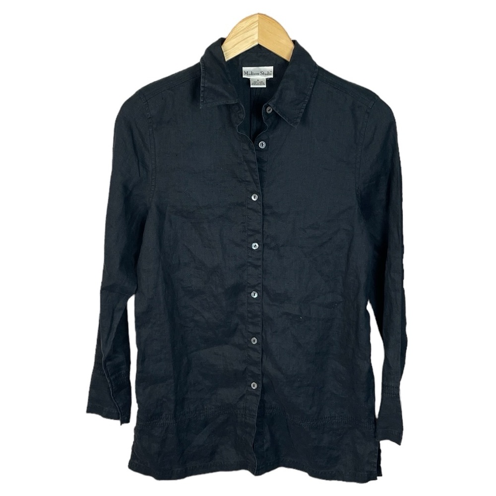 WS729 Women’s Madison Studio 100% Linen Button Down Shirt S